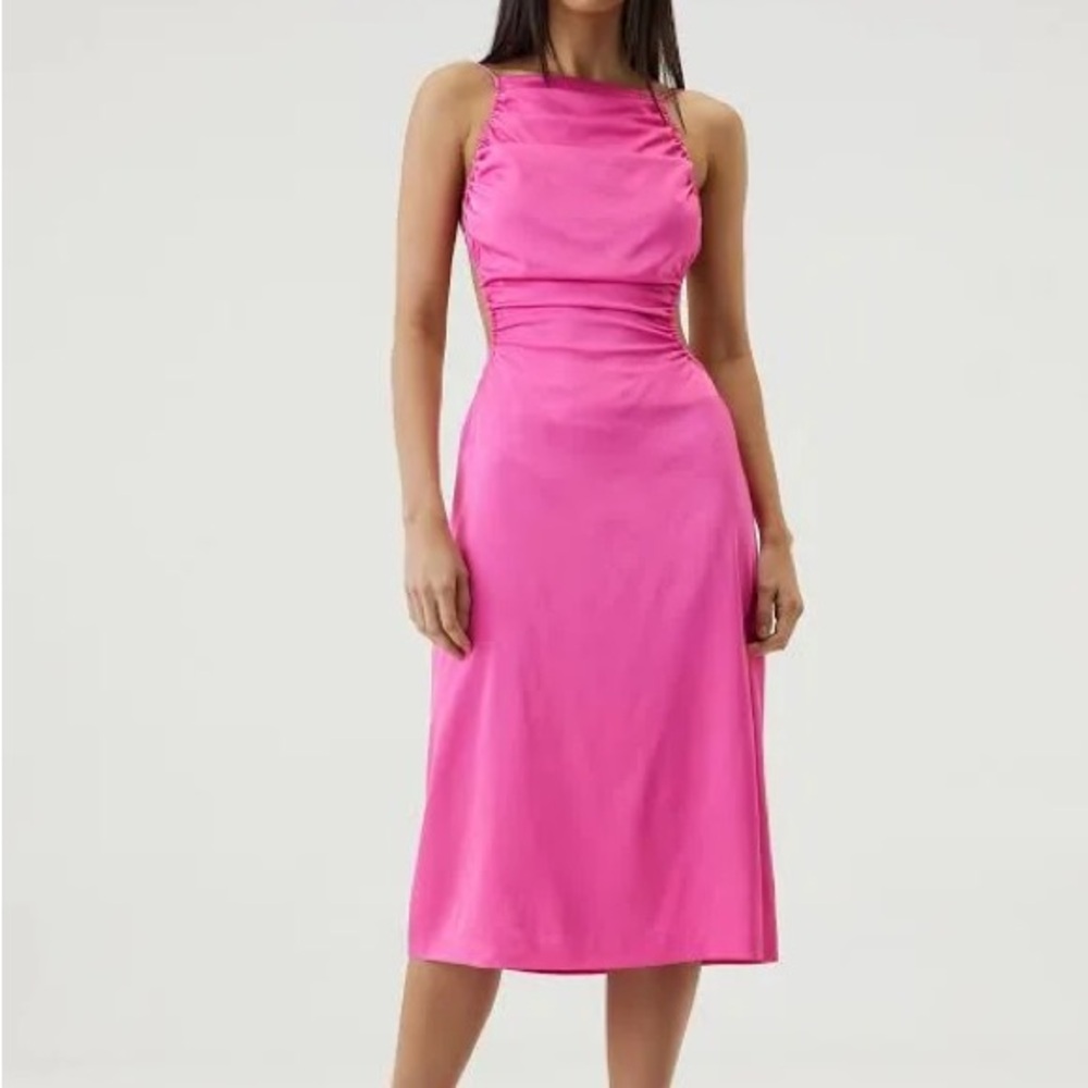 THIRD FORM Pink Square-neck Midi Dress